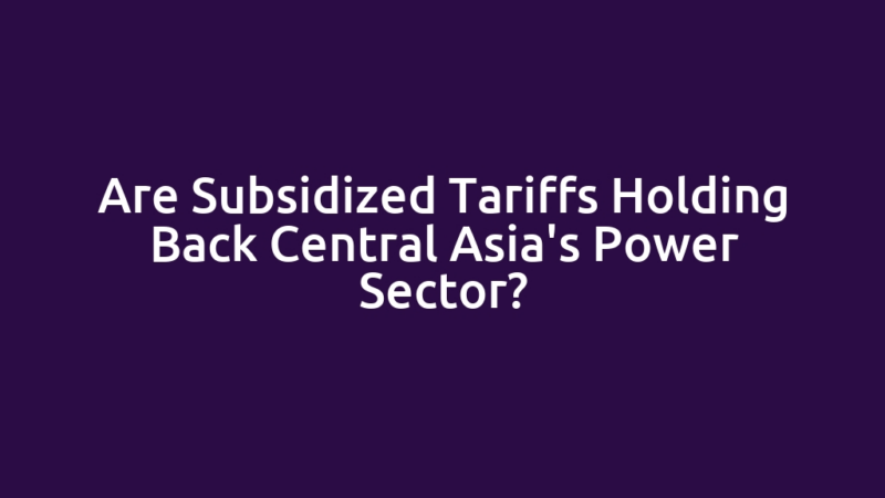 Are Subsidized Tariffs Holding Back Central Asia's Power Sector?