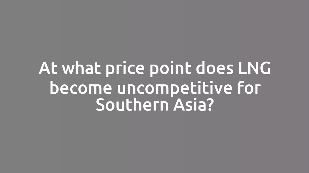 At what price point does LNG become uncompetitive for Southern Asia?