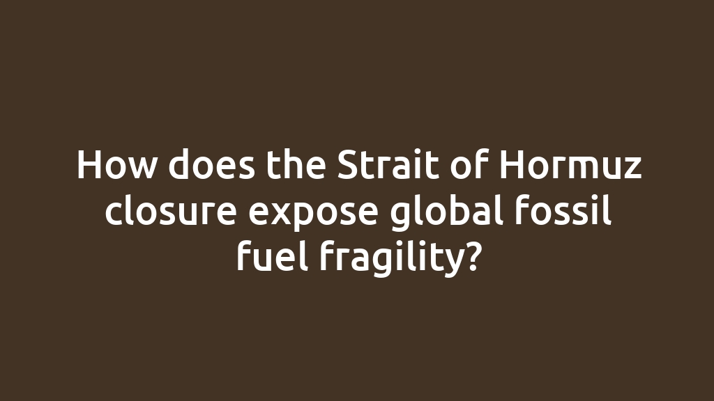 How does the Strait of Hormuz closure expose global fossil fuel fragility?