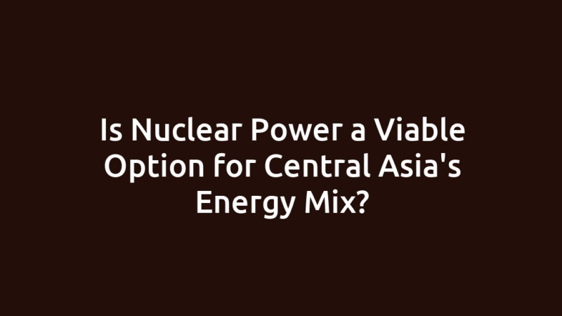 Is Nuclear Power a Viable Option for Central Asia's Energy Mix?