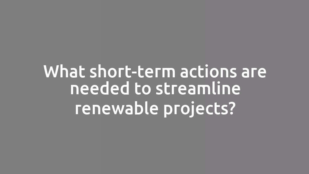 What short-term actions are needed to streamline renewable projects?