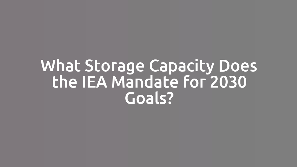 What Storage Capacity Does the IEA Mandate for 2030 Goals?