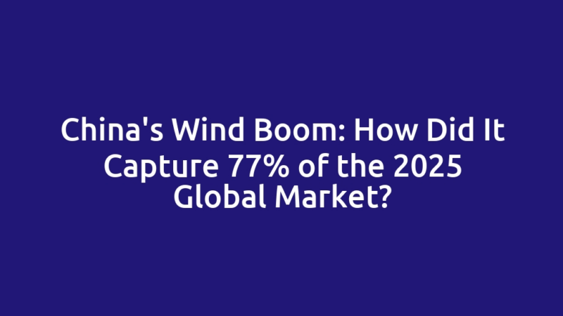 China's Wind Boom: How Did It Capture 77% of the 2025 Global Market?