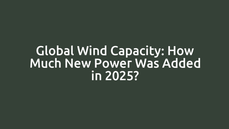 Global Wind Capacity: How Much New Power Was Added in 2025?