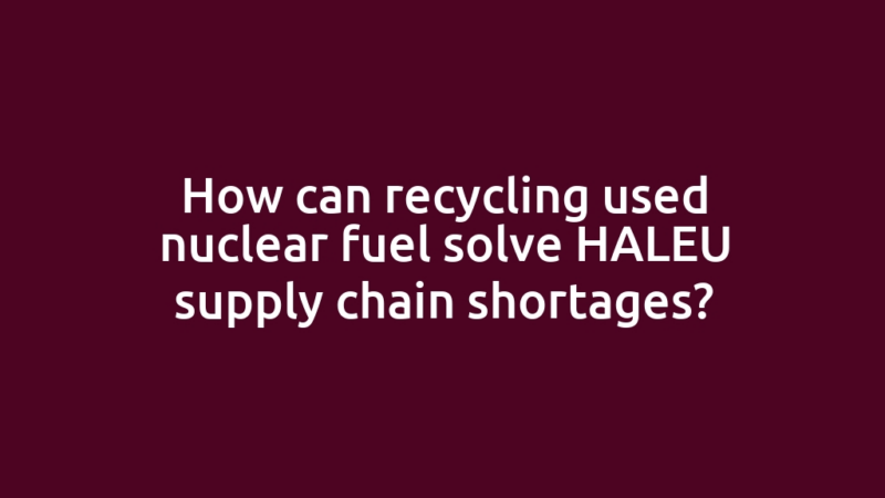 How can recycling used nuclear fuel solve HALEU supply chain shortages?