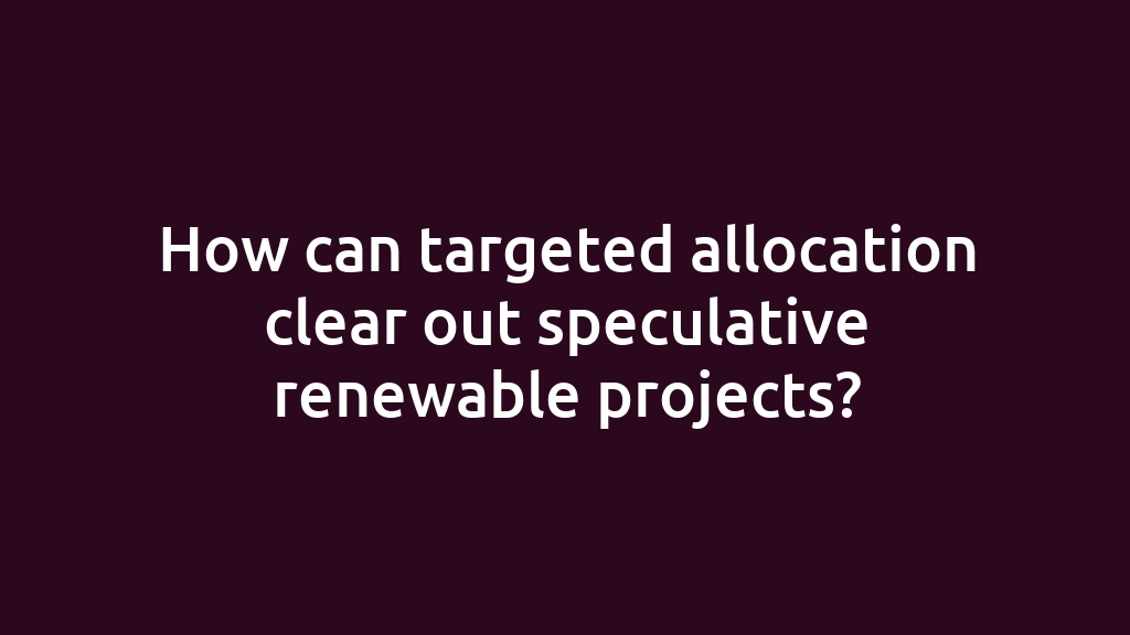 How can targeted allocation clear out speculative renewable projects?