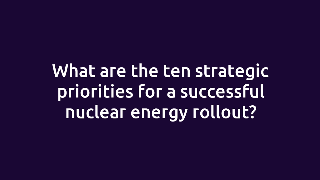 What are the ten strategic priorities for a successful nuclear energy rollout?