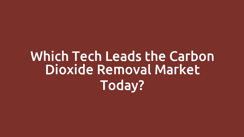 Which Tech Leads the Carbon Dioxide Removal Market Today?