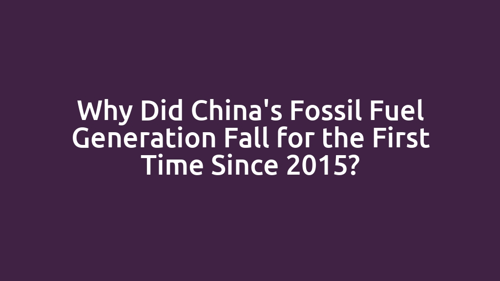 Why Did China's Fossil Fuel Generation Fall for the First Time Since 2015?